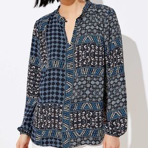 LOFT -  Patchwork back peplum blouse